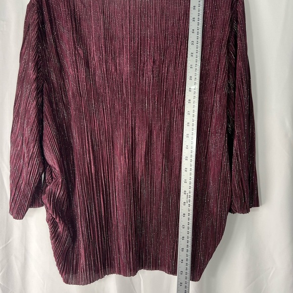 Revolution & Co Women's Top Pleated. in Shimmering Burgundy Glitter Stretch Top - Picture 6 of 12